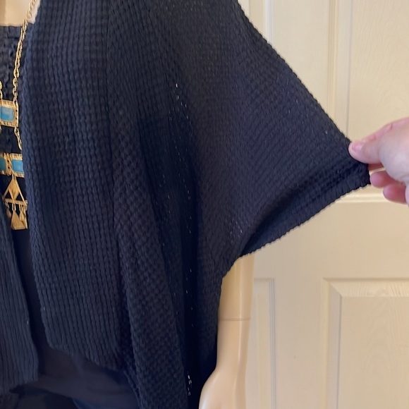 Status by Chenault Black Waffled Fabric Knit Cardigan. D4/A - Picture 7 of 11